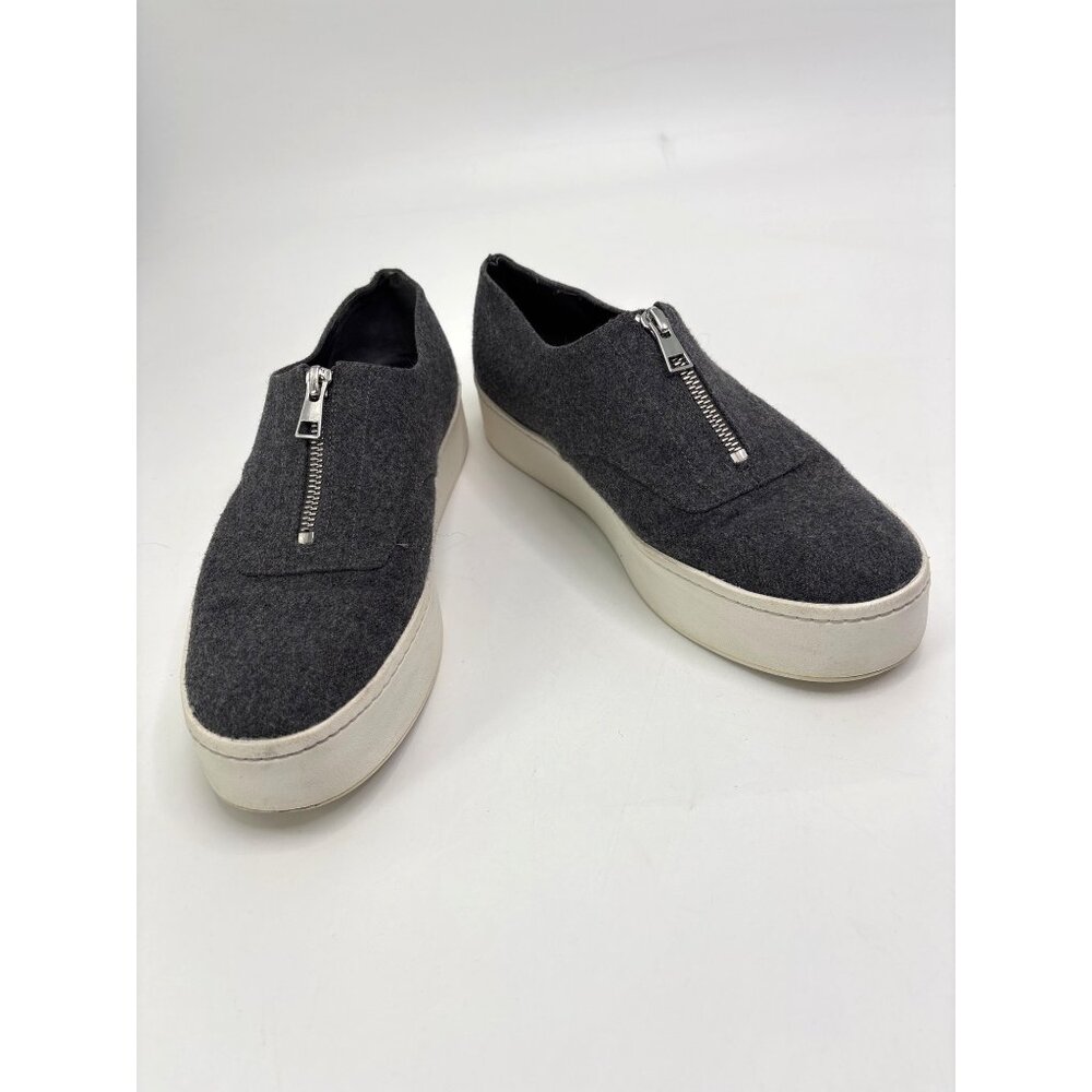 Vince Warner Zip Slip On Platform Sneaker Shoe Wool Gray 9